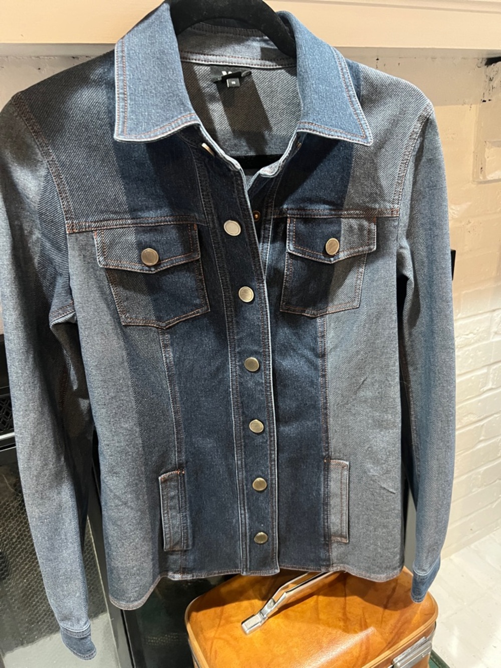 W by Worth Two-Tone Blue Denim Button Jacket - Picture 2 of 7